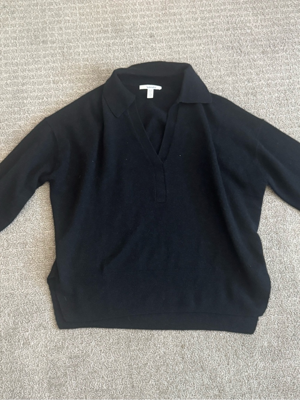 Splendid Black V-Neck Polo Sweater